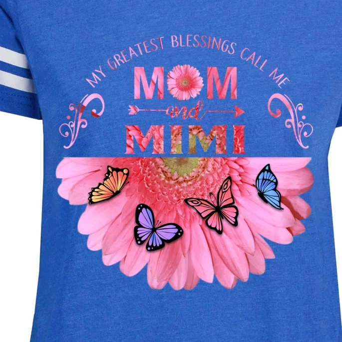 My Greatest Blessings Call Me Mom And Mimi Flower Butterfly Cute Gift Enza Ladies Jersey Football T-Shirt