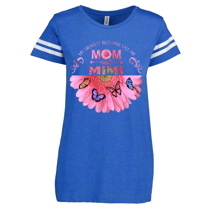 My Greatest Blessings Call Me Mom And Mimi Flower Butterfly Cute Gift Enza Ladies Jersey Football T-Shirt