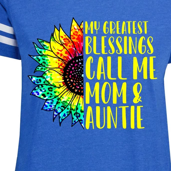 My Greatest Blessings Call Me Mom Auntie Sunflower Tie Dye Gift Enza Ladies Jersey Football T-Shirt