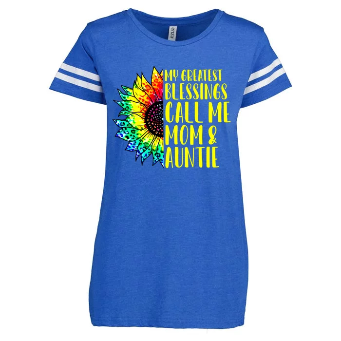 My Greatest Blessings Call Me Mom Auntie Sunflower Tie Dye Gift Enza Ladies Jersey Football T-Shirt