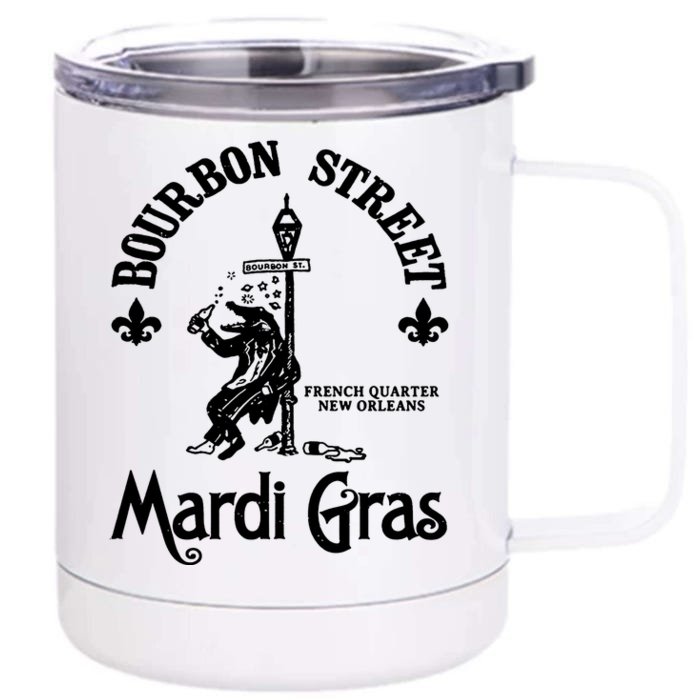 Mardi Gras Bourbon Street New Orleans Beer Funny Front & Back 12oz Stainless Steel Tumbler Cup