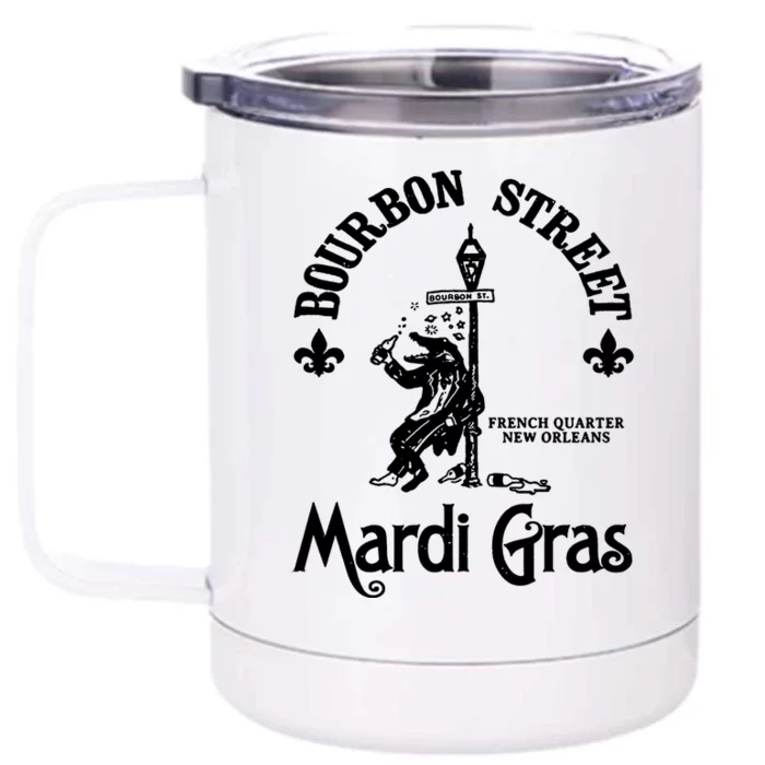 Mardi Gras Bourbon Street New Orleans Beer Funny Front & Back 12oz Stainless Steel Tumbler Cup