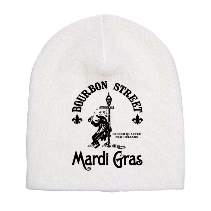 Mardi Gras Bourbon Street New Orleans Beer Funny Short Acrylic Beanie