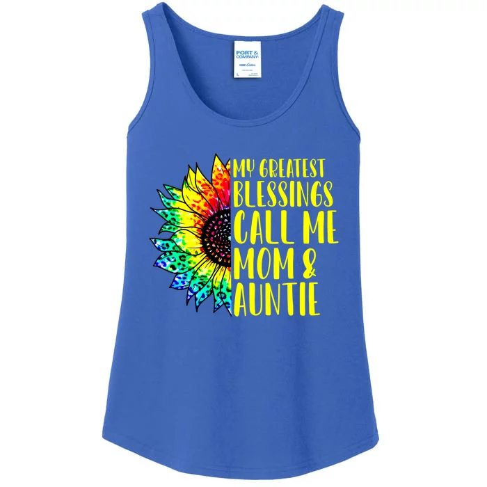 My Greatest Blessings Call Me Mom Auntie Sunflower Tie Dye Gift Ladies Essential Tank