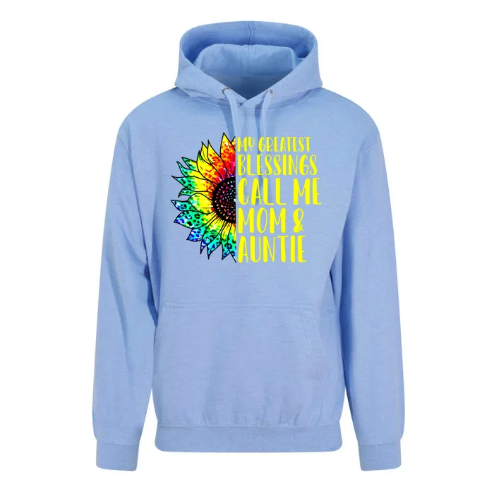 My Greatest Blessings Call Me Mom Auntie Sunflower Tie Dye Gift Unisex Surf Hoodie