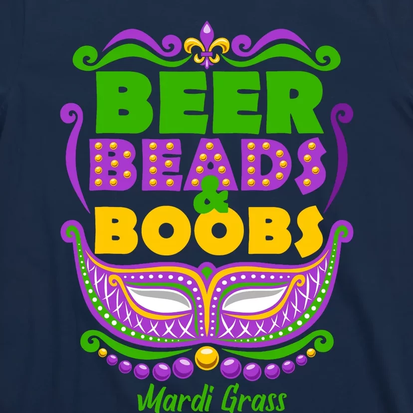 Mardi Gras Beer Beads Boobs Funny New Orleans T-Shirt