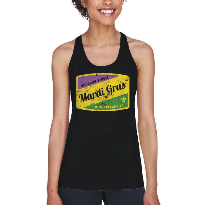 Mardi Gras Bourbon Street & New Orleans Retro Gift Women's Racerback Tank