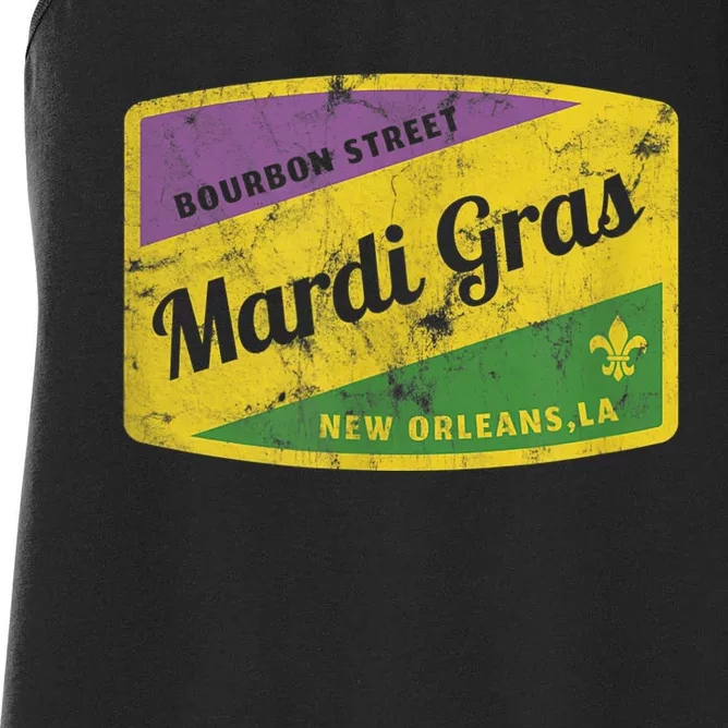 Mardi Gras Bourbon Street & New Orleans Retro Gift Women's Racerback Tank