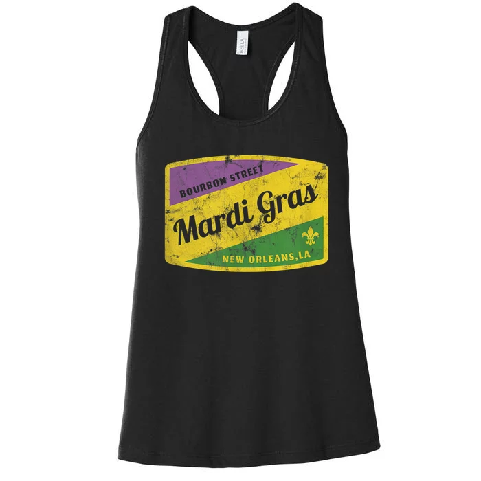 Mardi Gras Bourbon Street & New Orleans Retro Gift Women's Racerback Tank