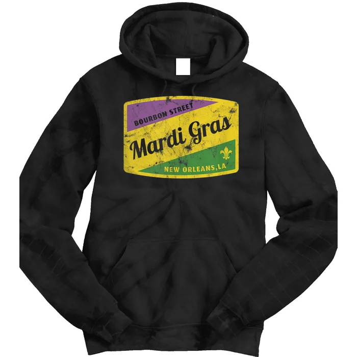 Mardi Gras Bourbon Street & New Orleans Retro Gift Tie Dye Hoodie