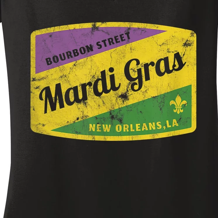 Mardi Gras Bourbon Street & New Orleans Retro Gift Women's V-Neck T-Shirt