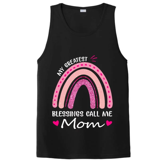 My Greatest Blessings Call Me Mom Funny Gift Performance Tank