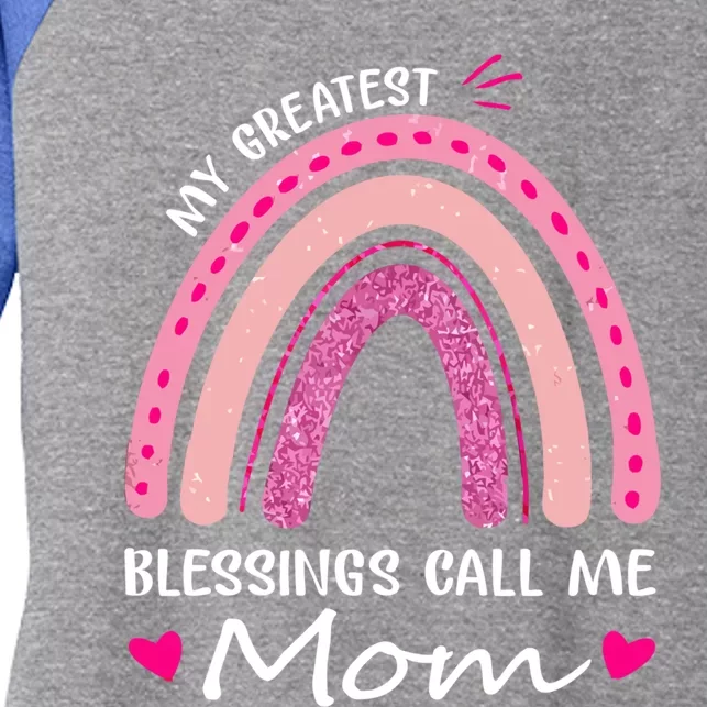 My Greatest Blessings Call Me Mom Funny Gift Women's Tri-Blend 3/4-Sleeve Raglan Shirt