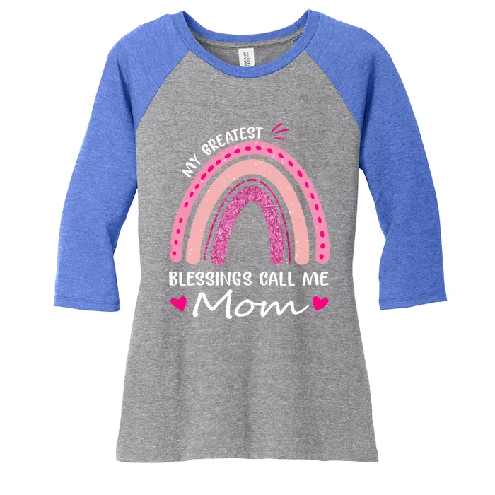 My Greatest Blessings Call Me Mom Funny Gift Women's Tri-Blend 3/4-Sleeve Raglan Shirt