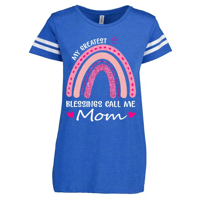 My Greatest Blessings Call Me Mom Funny Gift Enza Ladies Jersey Football T-Shirt