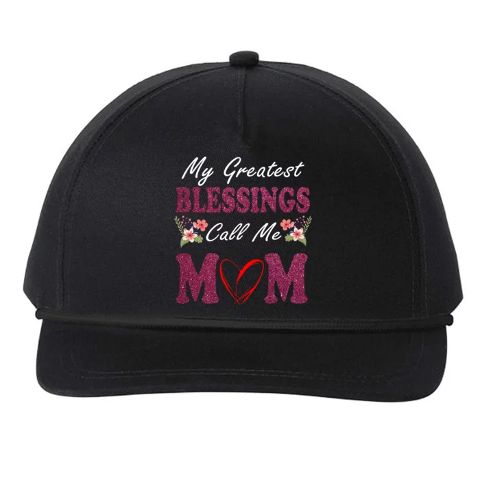 My Greatest Blessings Call Me Mom Flower Gift Snapback Five-Panel Rope Hat