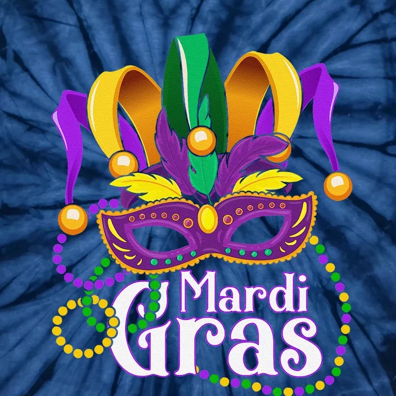 Mardi Gras Beads Feathered Mask For Tie-Dye T-Shirt