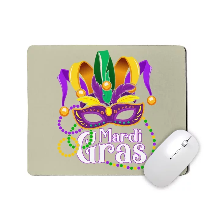 Mardi Gras Beads Feathered Mask For Mousepad