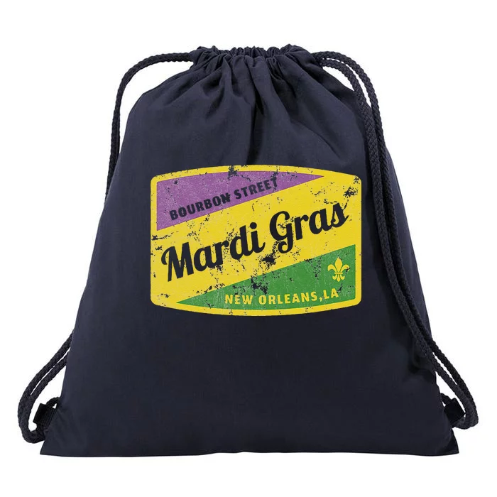 Mardi Gras Bourbon Street & New Orleans Retro Gift Drawstring Bag