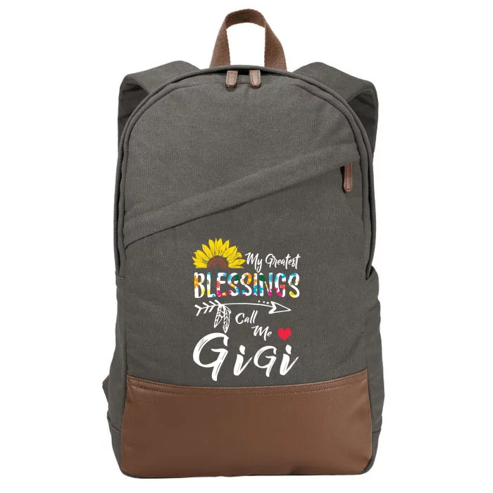 My Greatest Blessings Call Me Gigi Sunflower Gift Cotton Canvas Backpack