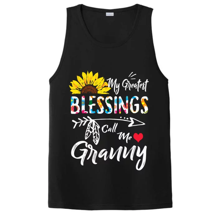 My Greatest Blessings Call Me Granny Sunflower Gift Performance Tank