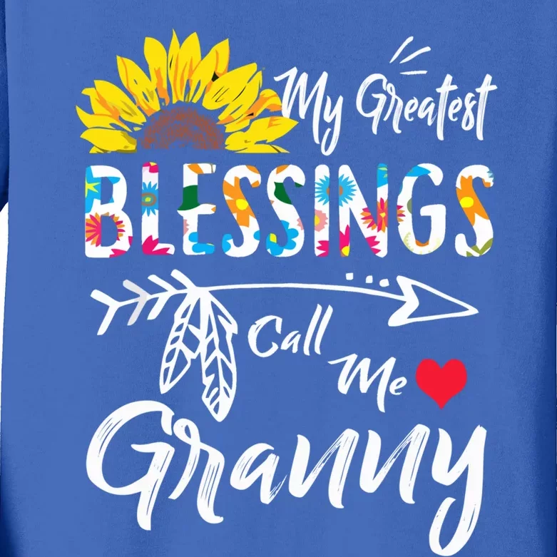 My Greatest Blessings Call Me Granny Sunflower Gift Kids Long Sleeve Shirt