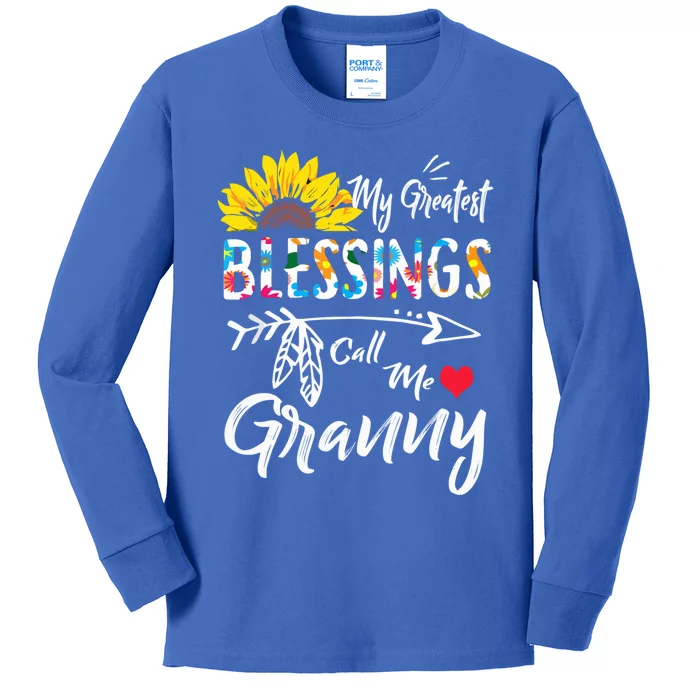 My Greatest Blessings Call Me Granny Sunflower Gift Kids Long Sleeve Shirt