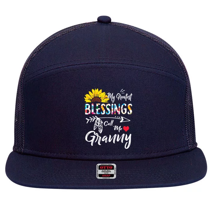 My Greatest Blessings Call Me Granny Sunflower Gift 7 Panel Mesh Trucker Snapback Hat