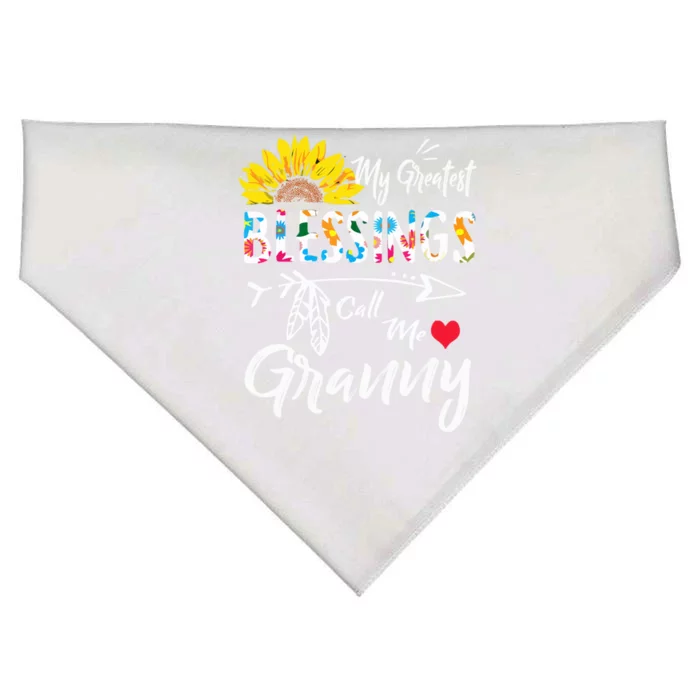 My Greatest Blessings Call Me Granny Sunflower Gift USA-Made Doggie Bandana