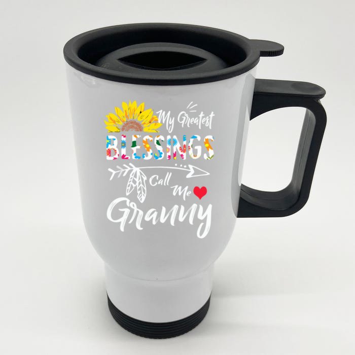 My Greatest Blessings Call Me Granny Sunflower Gift Front & Back Stainless Steel Travel Mug