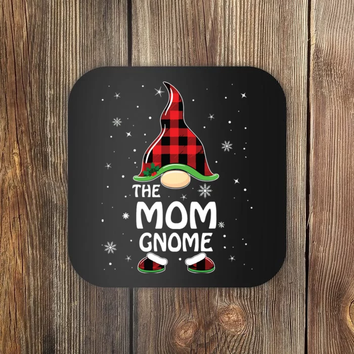 Mom Gnome Buffalo Plaid Matching Family Christmas Pajama Coaster