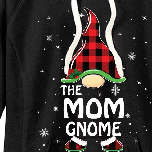 Mom Gnome Buffalo Plaid Matching Family Christmas Pajama Women's Fleece Hoodie