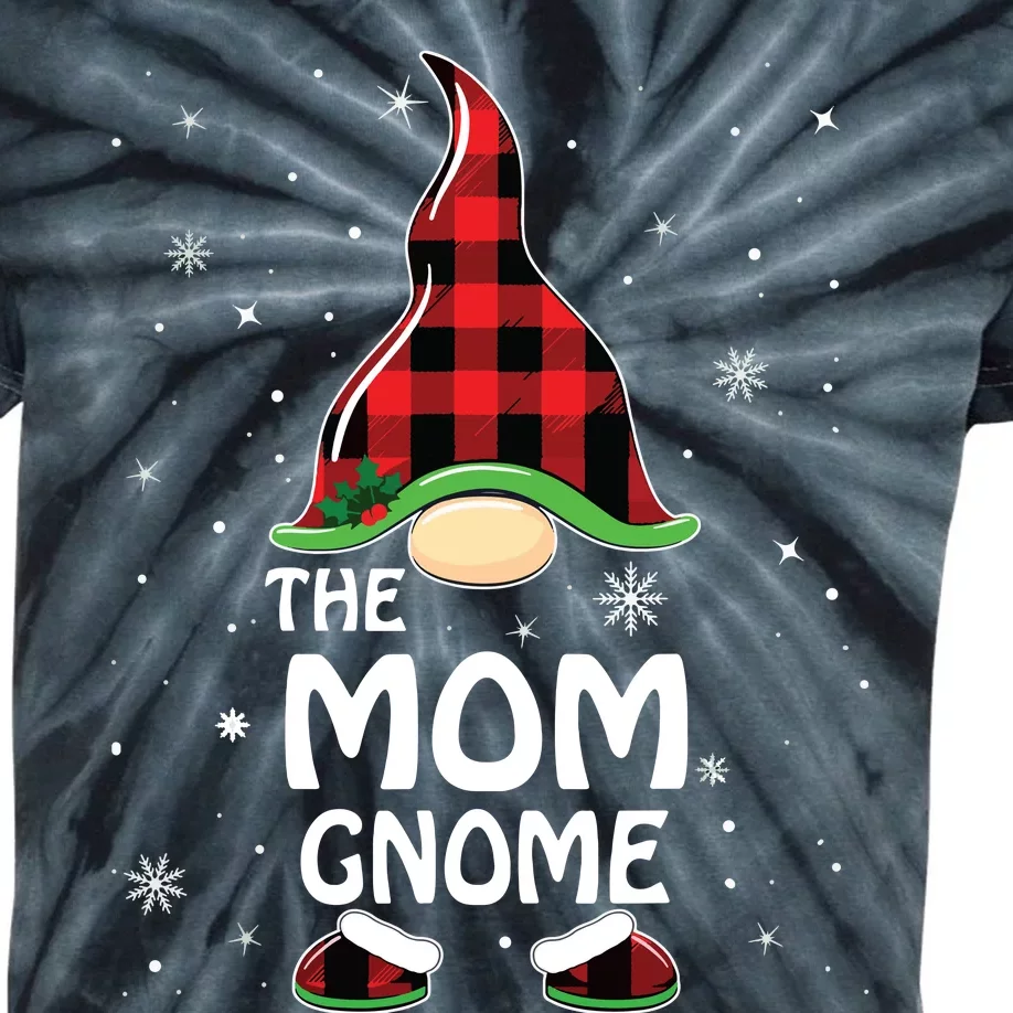 Mom Gnome Buffalo Plaid Matching Family Christmas Pajama Kids Tie-Dye T-Shirt