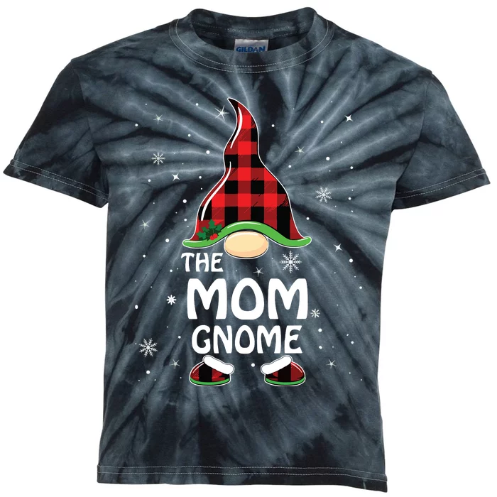 Mom Gnome Buffalo Plaid Matching Family Christmas Pajama Kids Tie-Dye T-Shirt