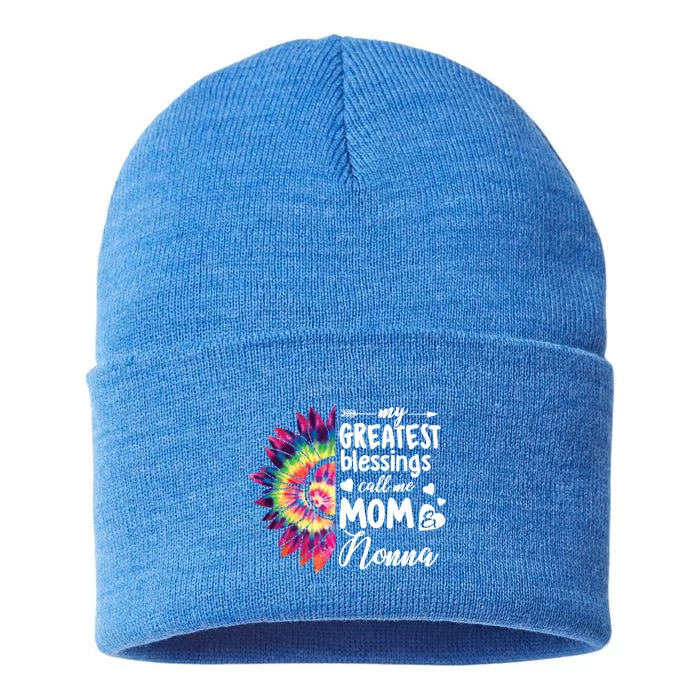 My Greatest Blessings Call Me Nonna Sunflower Funny Gift Sustainable Knit Beanie