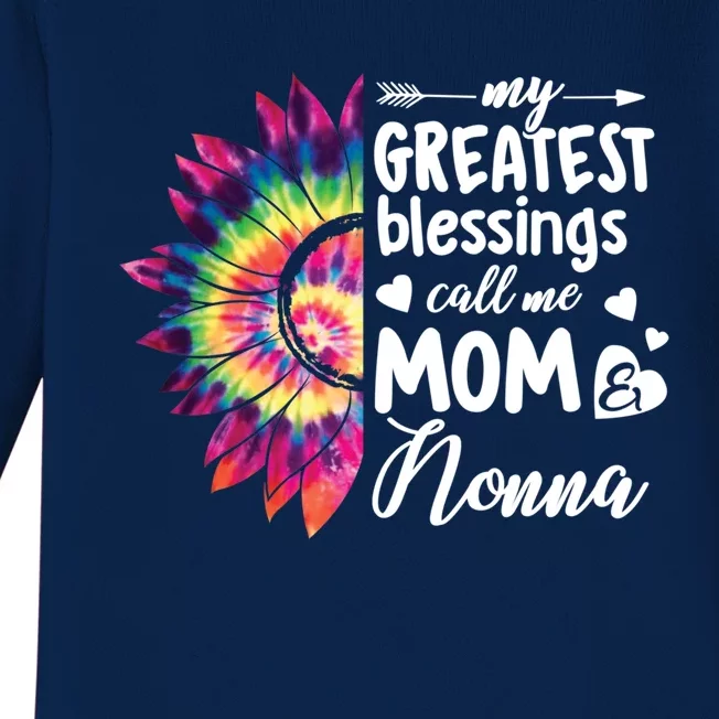 My Greatest Blessings Call Me Nonna Sunflower Funny Gift Baby Long Sleeve Bodysuit