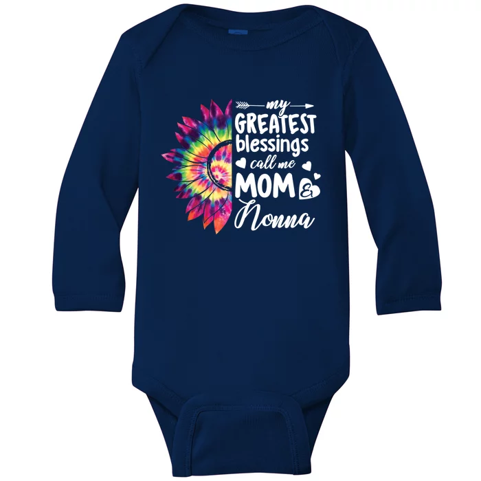 My Greatest Blessings Call Me Nonna Sunflower Funny Gift Baby Long Sleeve Bodysuit