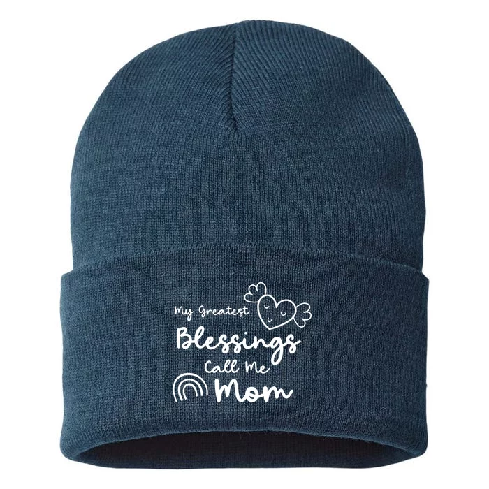 My Greatest Blessing Call Me Mom Cute Gift Sustainable Knit Beanie