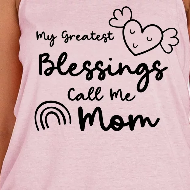 My Greatest Blessing Call Me Mom Cute Gift Women's Knotted Racerback Tank