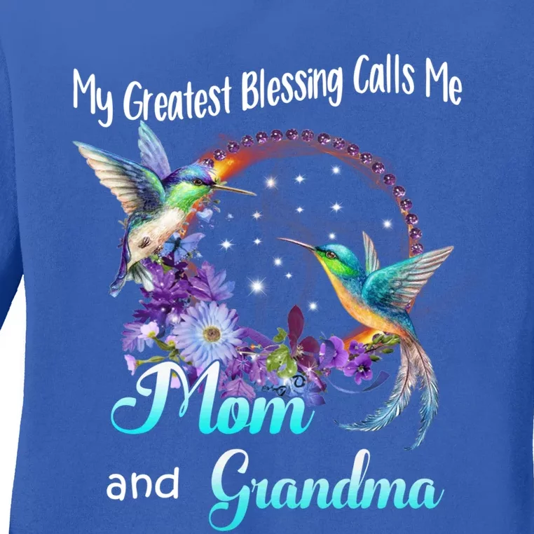 My Greatest Blessing Calls Me Mom And Grandma Hummingbird Meaningful Gift Ladies Long Sleeve Shirt