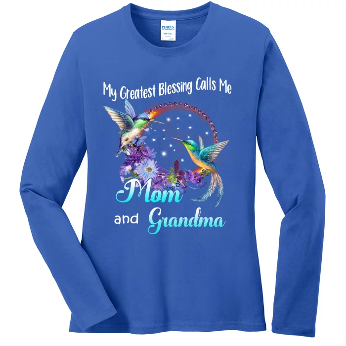 My Greatest Blessing Calls Me Mom And Grandma Hummingbird Meaningful Gift Ladies Long Sleeve Shirt