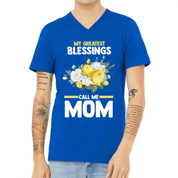 My Greatest Blessings Call Me Mom Mother Gift V-Neck T-Shirt