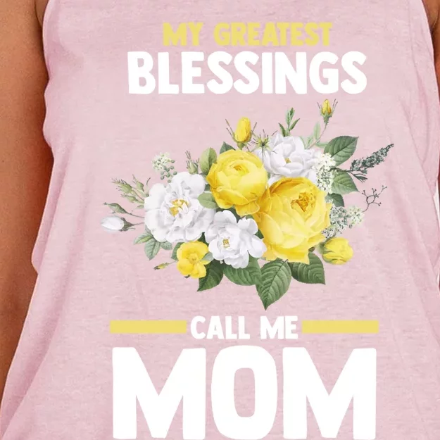 My Greatest Blessings Call Me Mom Mother Gift Women's Knotted Racerback Tank