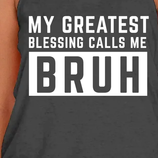 My Greatest Blessing Calls Me Bruh Funny Tee Women's Knotted Racerback Tank