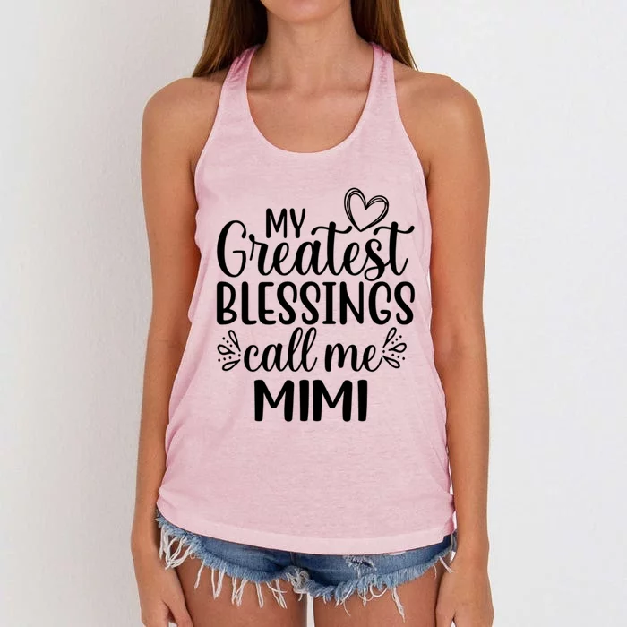 My Greatest Blessings Call Me Mimi Grandmother Grandma Gift Women's Knotted Racerback Tank