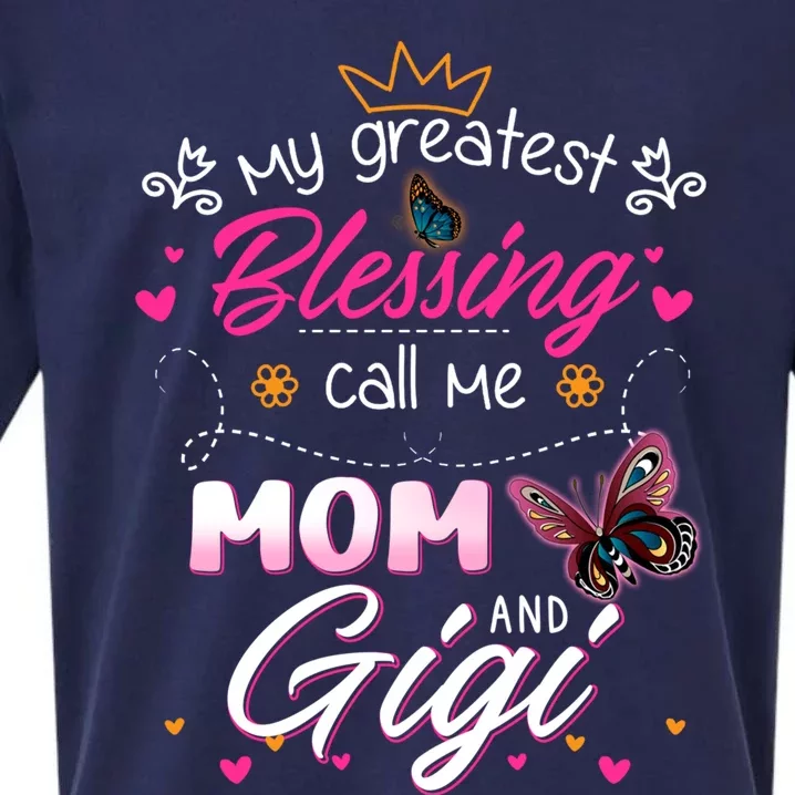 My Greatest Blessing Call Me Mom And Gigi Cool Gift Sueded Cloud Jersey T-Shirt