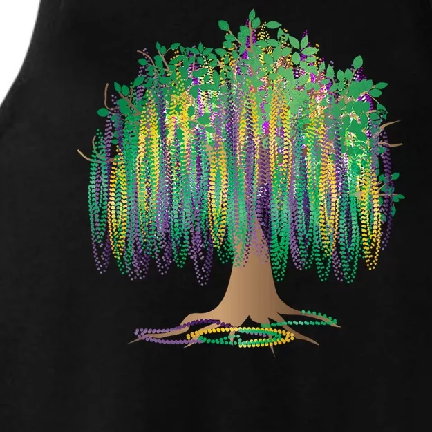 Mardi Gras Beaded Tree Ladies Tri-Blend Wicking Tank