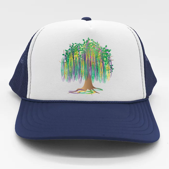 Mardi Gras Beaded Tree Trucker Hat