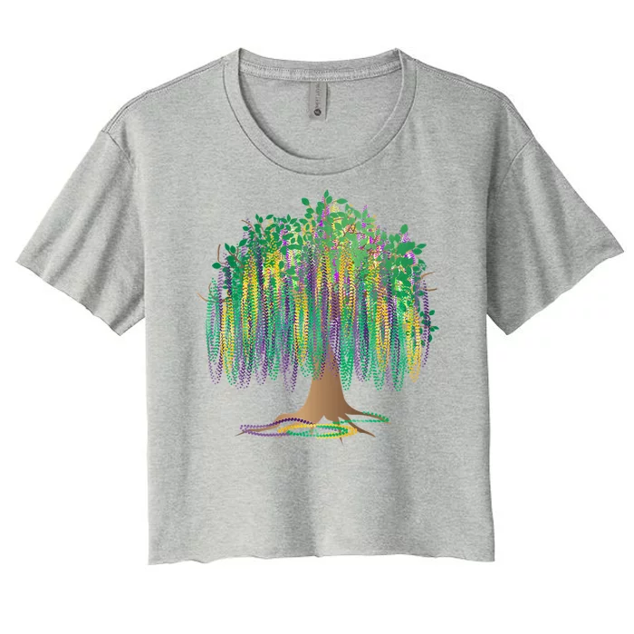 Mardi Gras Beaded Tree Women's Crop Top Tee