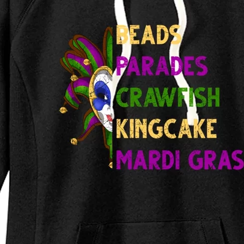 Masquerade Gift Beads Parades Crawfish Kingcake Mardi Gras Cute Gift Women's Fleece Hoodie